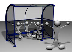 Bus shelter with ergonomic bench WINDOLINE