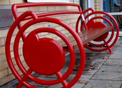 Banc bois et métal, dossier et accoudoir ergonomique RE-WIND