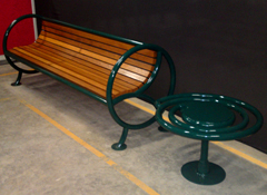 Banc bois et métal, dossier et accoudoir ergonomique WAITING-POINT